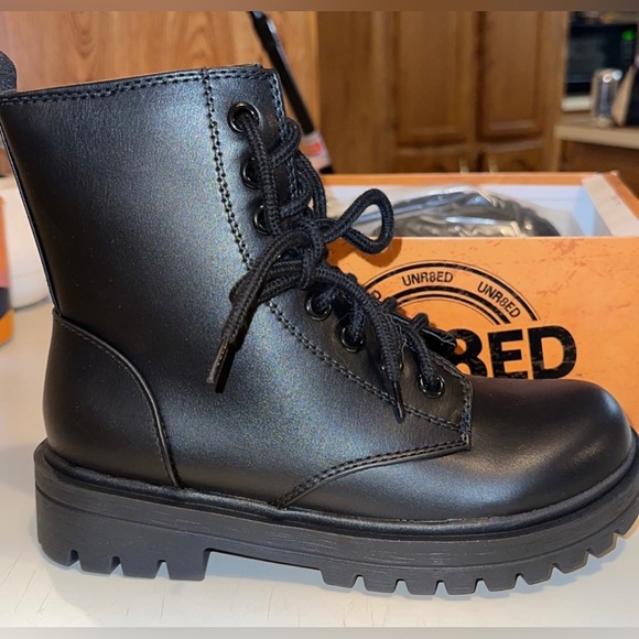 NWT Black Combat Boots, Size 7.5 - Picture 1 of 9